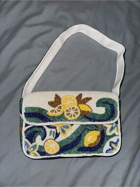 Beaded Lemon & Wave Design Shoulder Bag New without Tags
